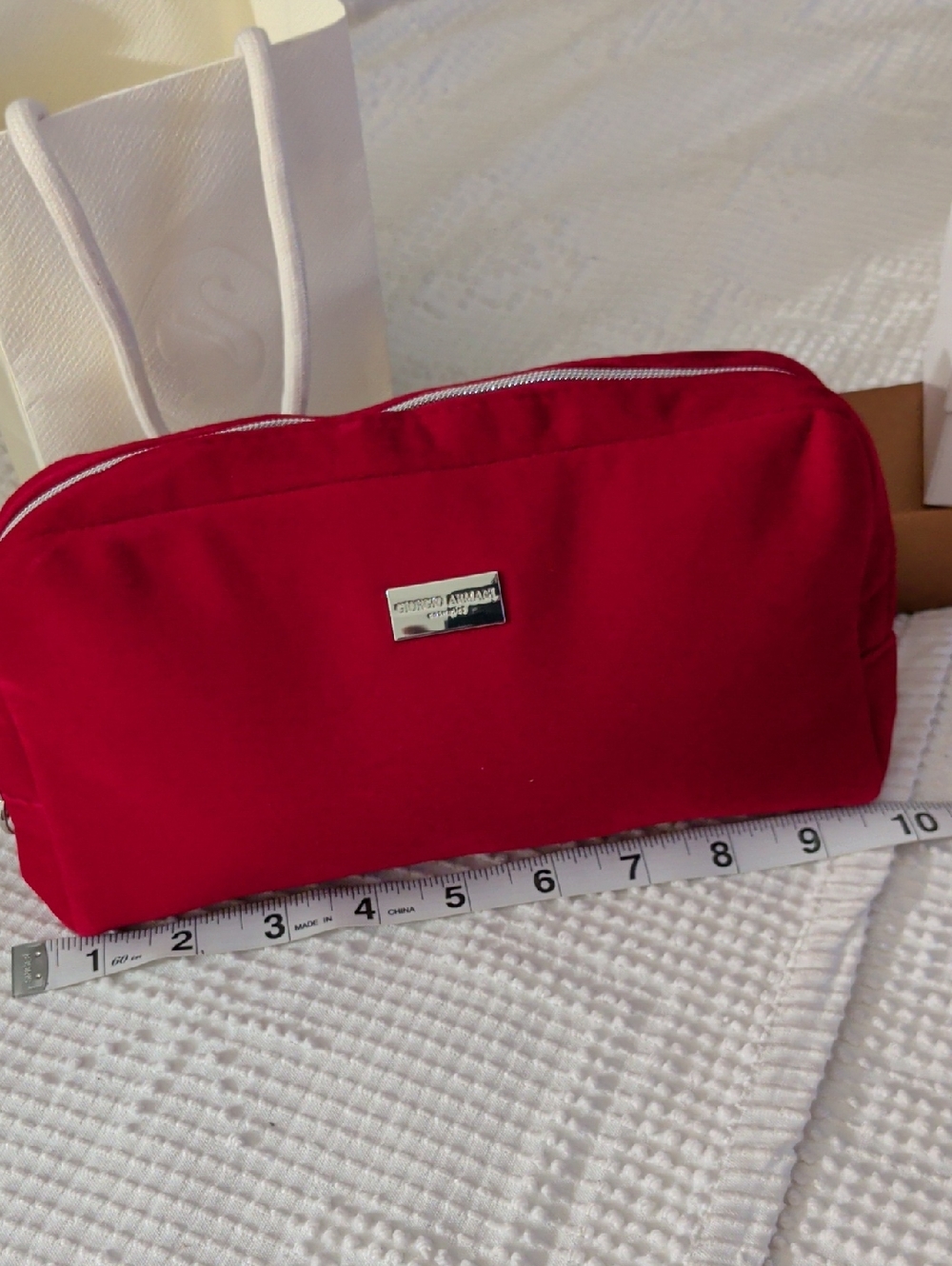 Georgia Armani Velvet Red Cosmetic Pouch